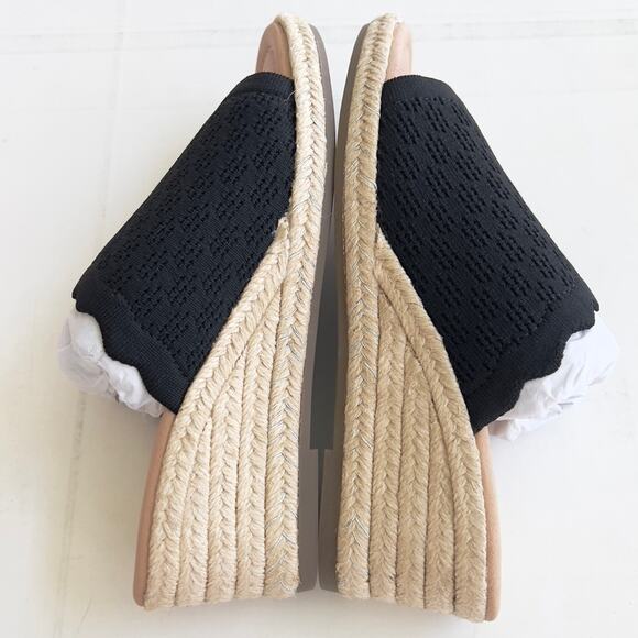 New EASY SPIRIT Shanice Wedge Espadrille Slide Sandal Women’s SIZE 8 WIDE Black - Picture 6 of 9